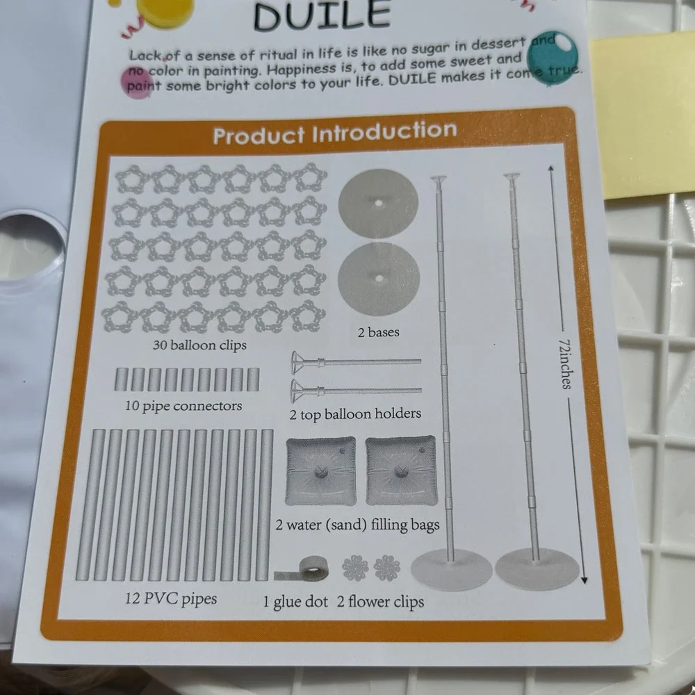 DUILE Balloon Stand Kit‎ 72in Tall Column Base for Party Decorations